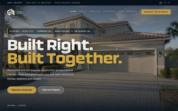 Sitio de G&N Builders Group hecho por AUGRO