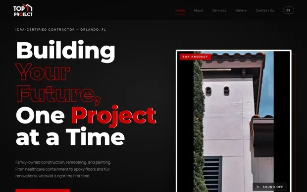 Sitio web de Top Project FL hecho por AUGRO